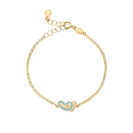 Bracciale leBebé PMG204 Lucciole piedino azzurro oro giallo 9kt