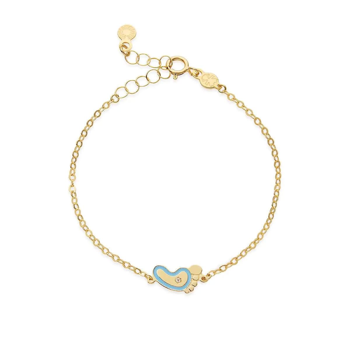 Bracciale leBebe PMG204 Lucciole piedino azzurro oro giallo 9kt