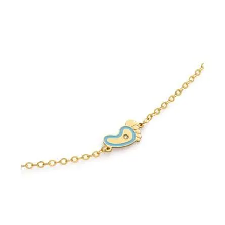 Bracciale leBebe PMG204 Lucciole piedino azzurro oro giallo 9kt