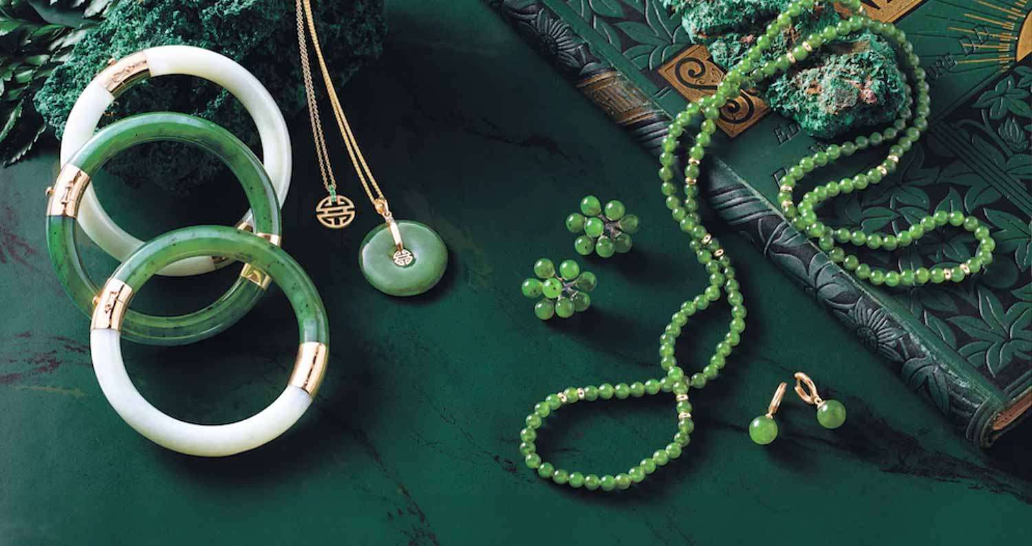 Polished green jade